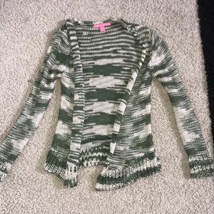 Green/White Sweater Cardigan